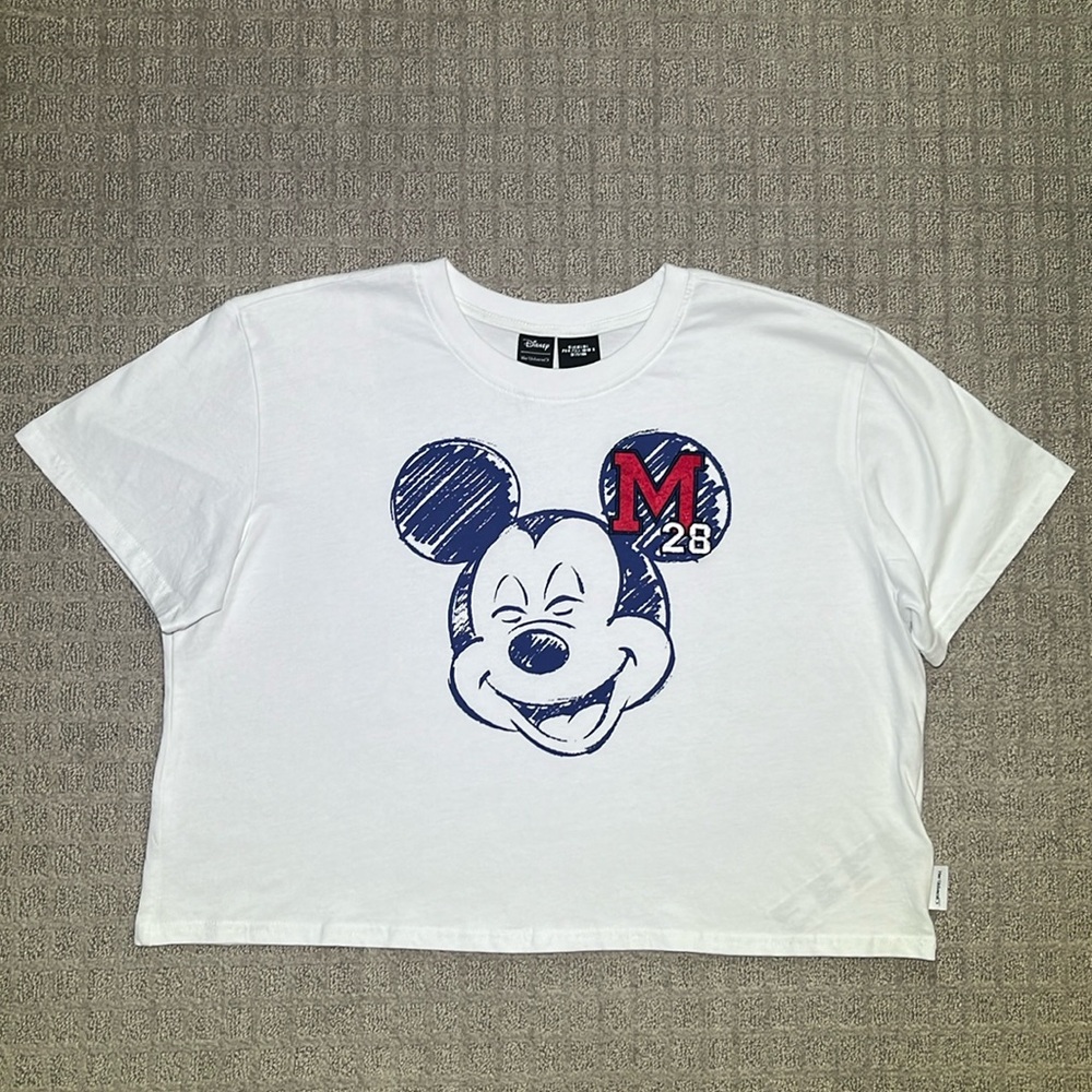 Disney Her Universe Cropped Mickey Mouse Boxy Tee White Size Large